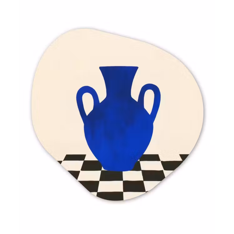 Organisch schilderij - Forex - Vaas - Blauw - Geblokt - Modern — 1