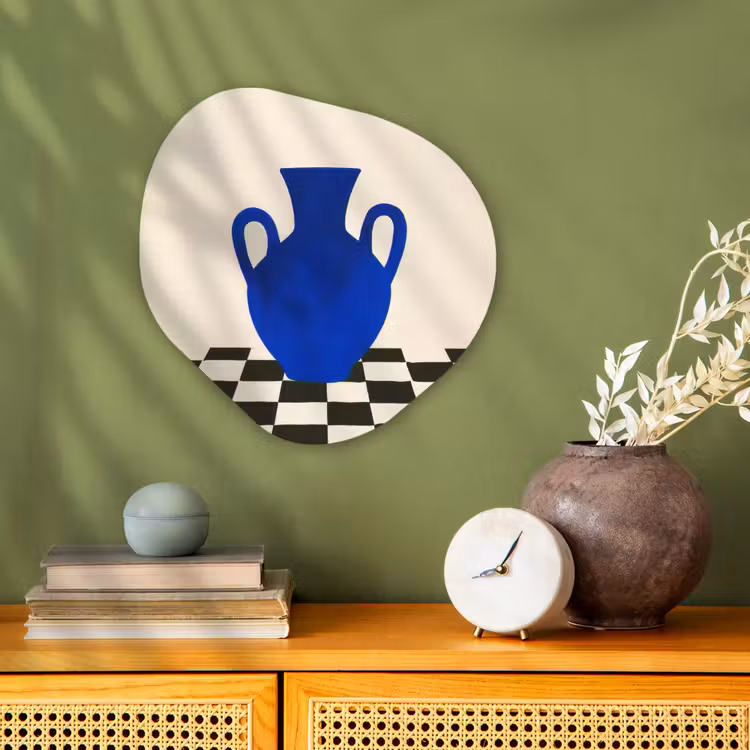 Organisch schilderij - Forex - Vaas - Blauw - Geblokt - Modern — 2