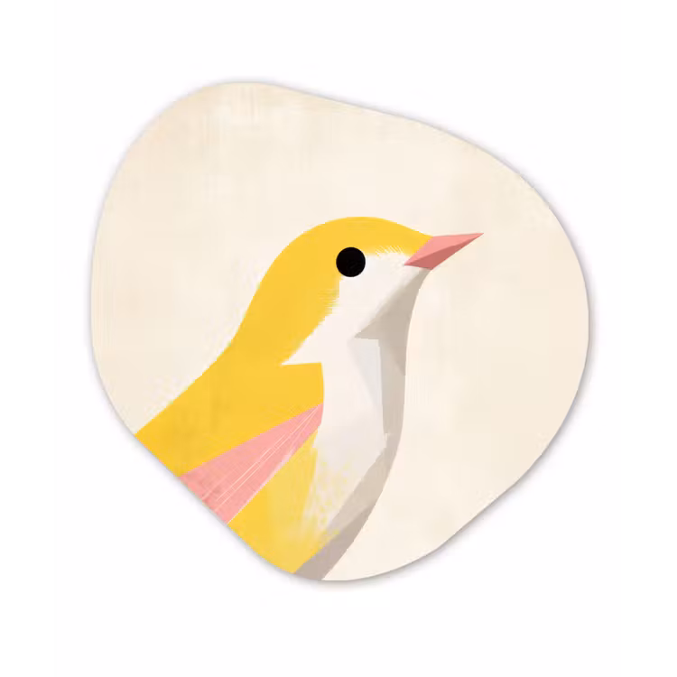 Organisch schilderij - Forex - Vogel - Minimalistisch - Geel — 1