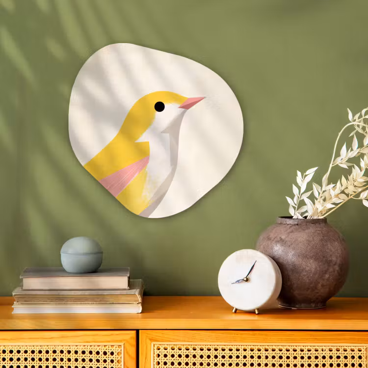 Organisch schilderij - Forex - Vogel - Minimalistisch - Geel — 2