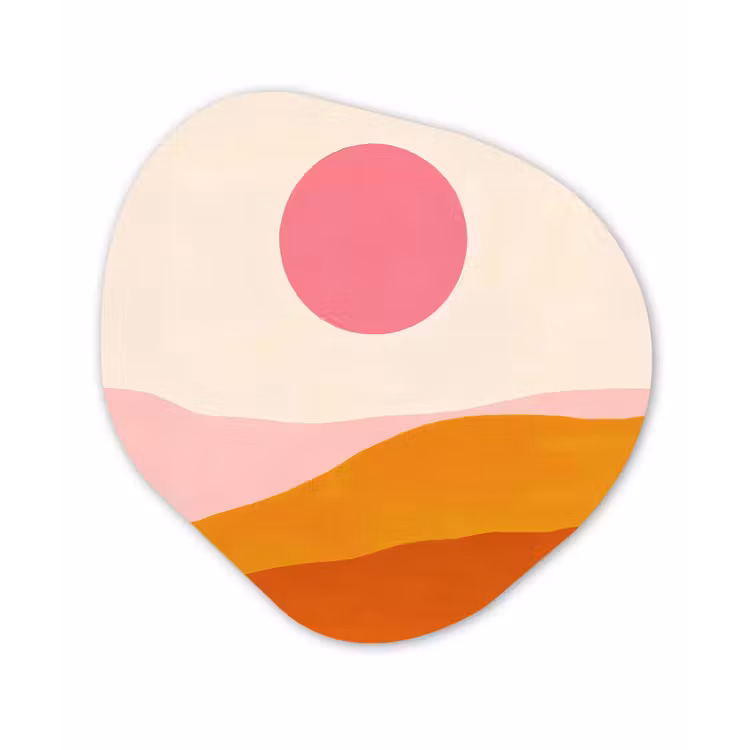 Organisch schilderij - Forex - Zon - Heuvels - Abstract - Roze — 1