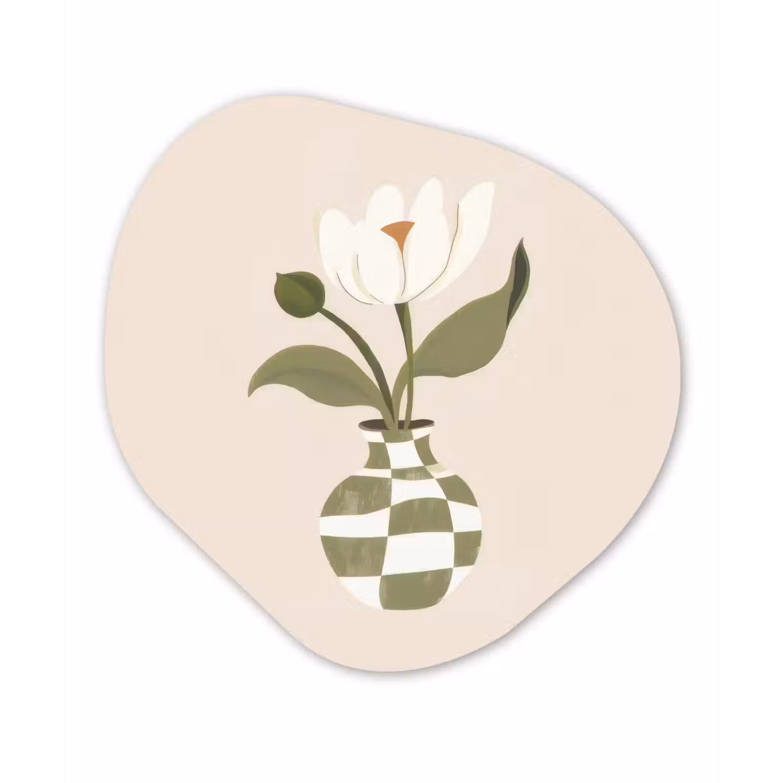 Organisch schilderij - Forex - Vaas - Geruit - Bloem - Groen — 1