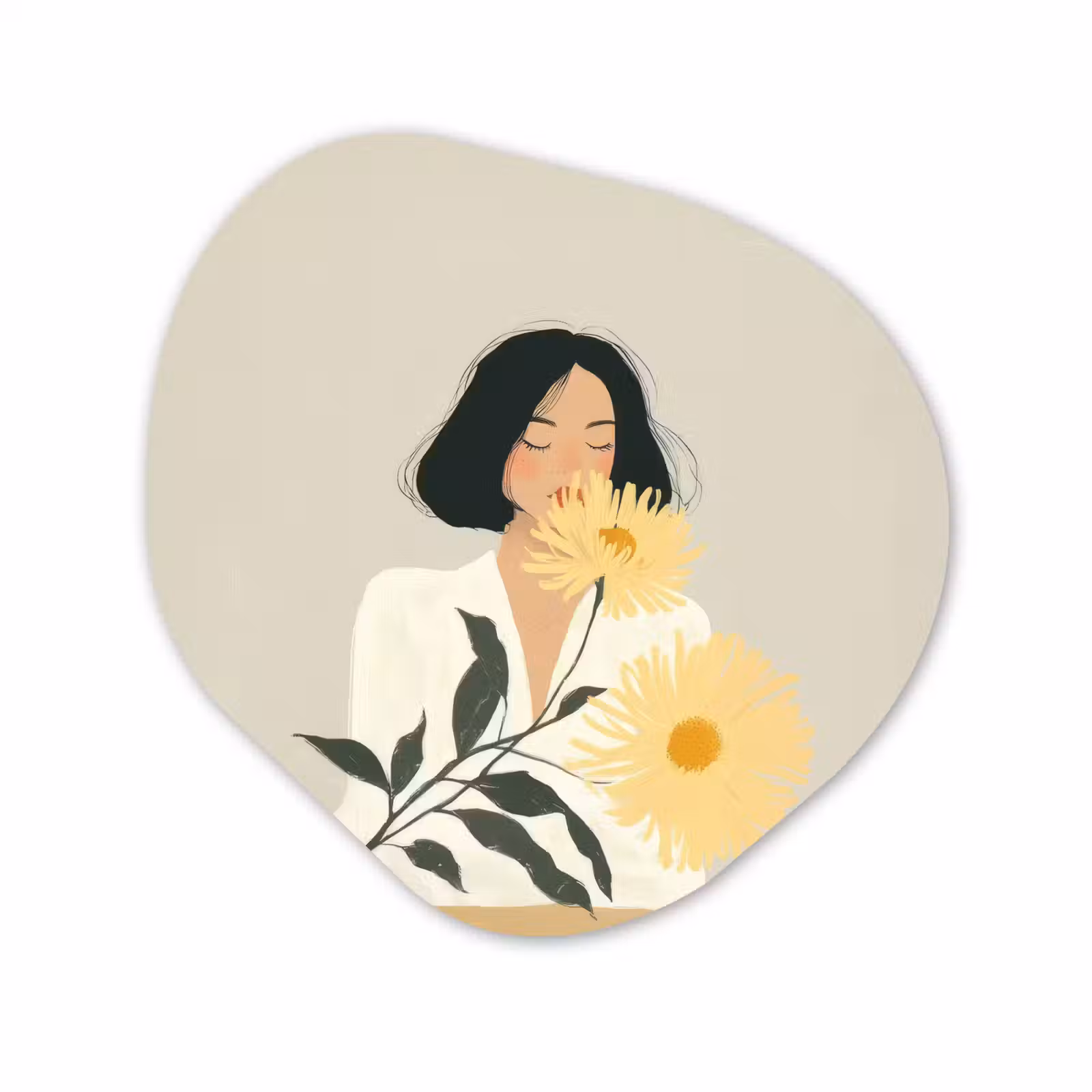 Organisch schilderij - Forex - Vrouw - Bloem - Geel - Minimalistisch — 1