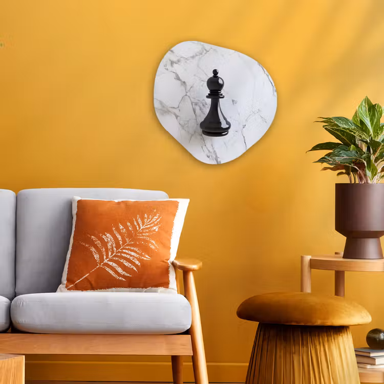 Organisch schilderij - Forex - Schaakstuk - Loper - Zwart - Marmer — 3