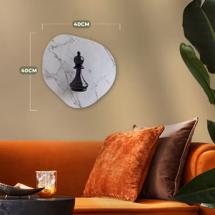 Organisch schilderij - Forex - Schaakstuk - Loper - Zwart - Marmer — 4