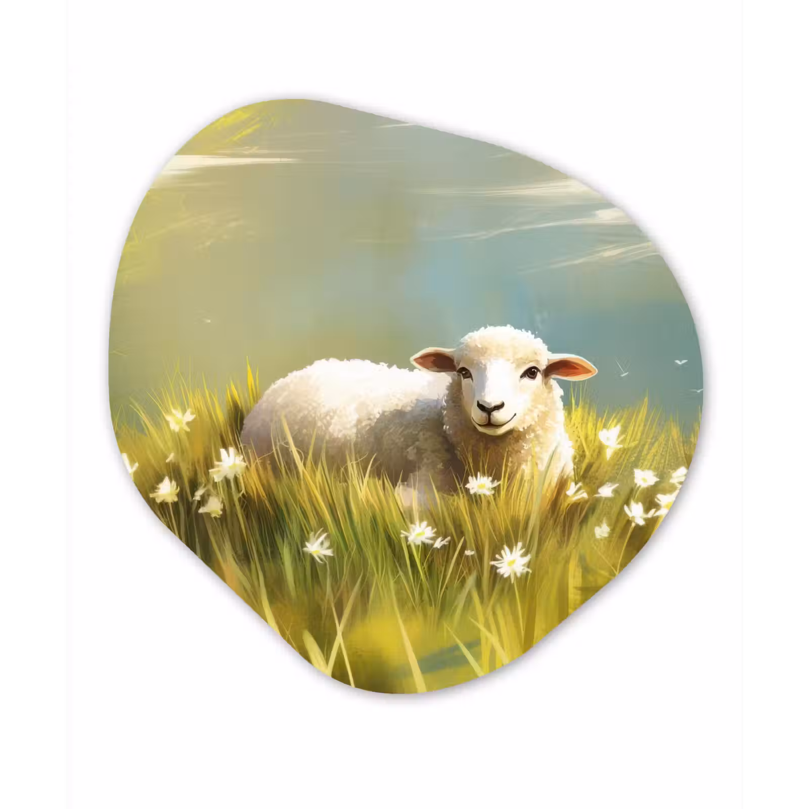 Organisch schilderij - Forex - Schaap - Weide - Groen — 1