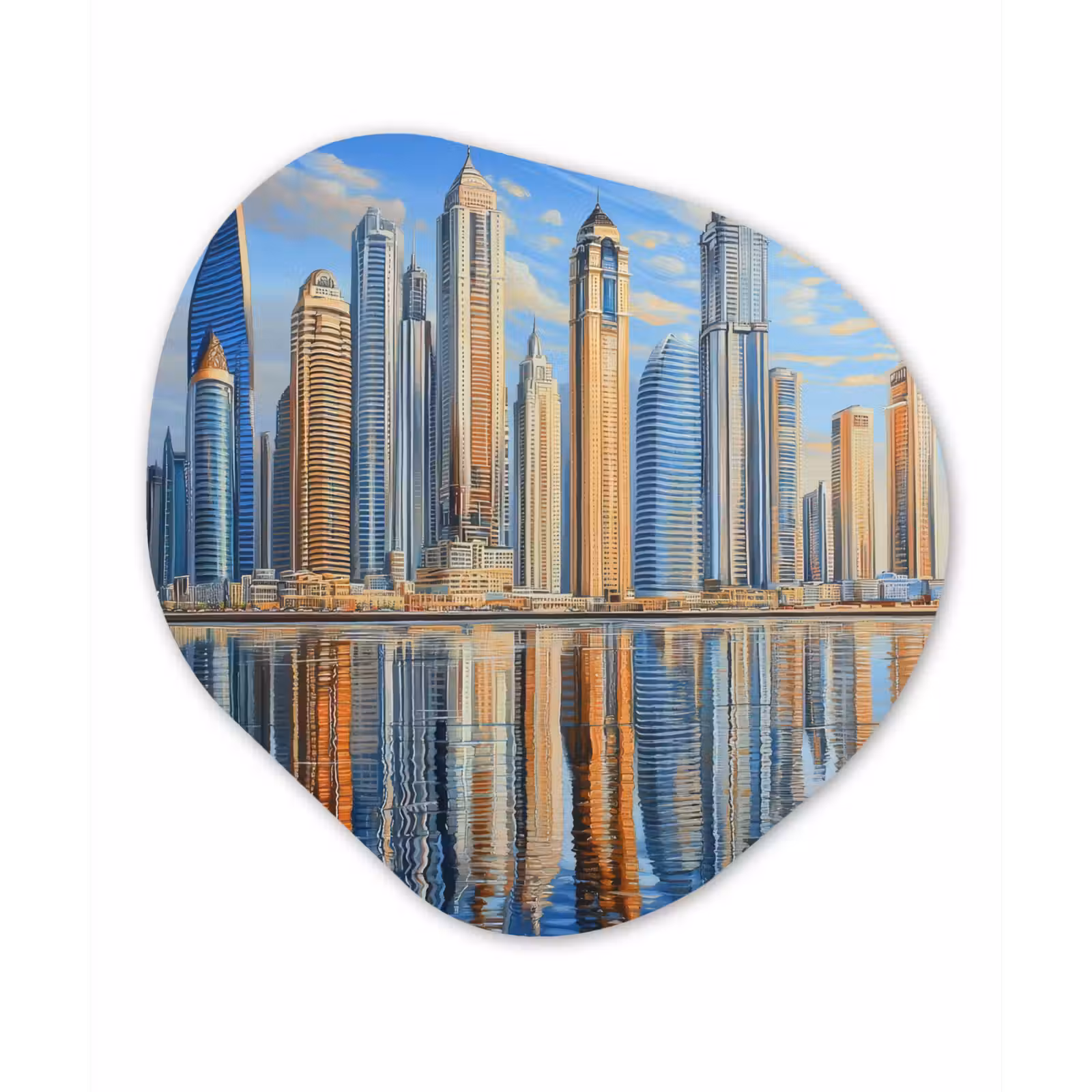Organisch schilderij - Forex - Skyline - Wolkenkrabbers - Water - Blauw — 1