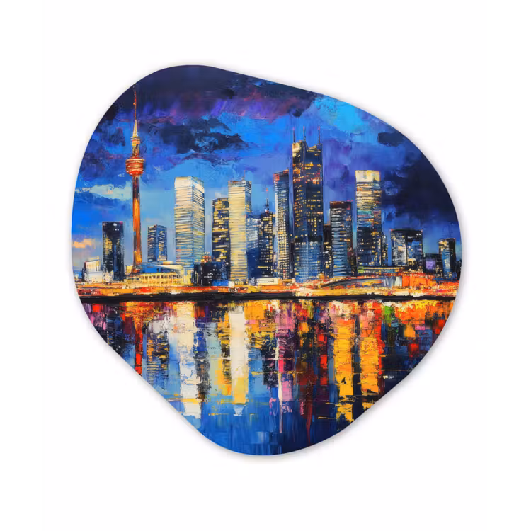 Organisch schilderij - Forex - Skyline Toronto - Modern - Stadslicht - Blauw — 1