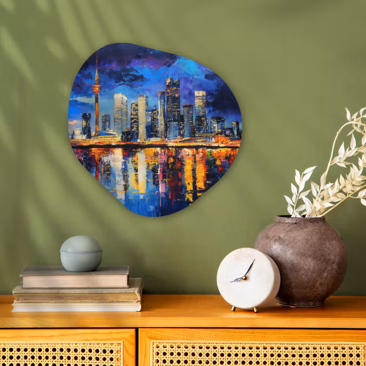 Organisch schilderij - Forex - Skyline Toronto - Modern - Stadslicht - Blauw — 2