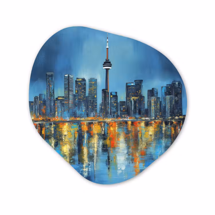 Organisch schilderij - Forex - Skyline Toronto - Water - Stadslichten - Toren — 1