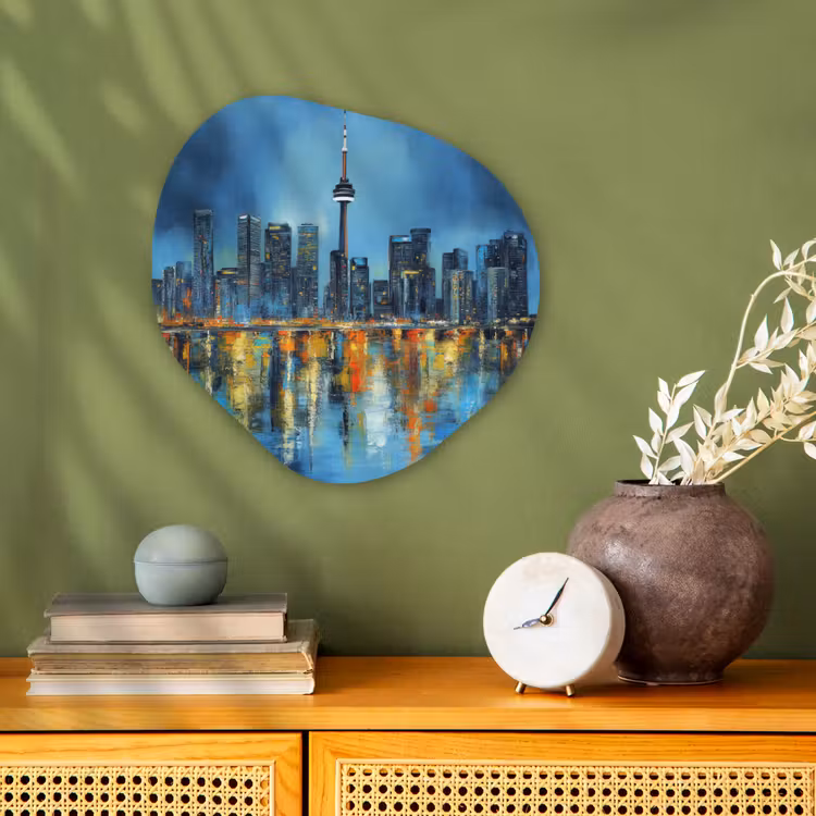 Organisch schilderij - Forex - Skyline Toronto - Water - Stadslichten - Toren — 2