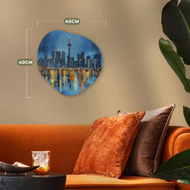 Organisch schilderij - Forex - Skyline Toronto - Water - Stadslichten - Toren — 4