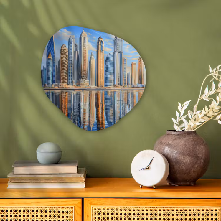 Organisch schilderij - Forex - Skyline - Wolkenkrabbers - Water - Blauw — 2