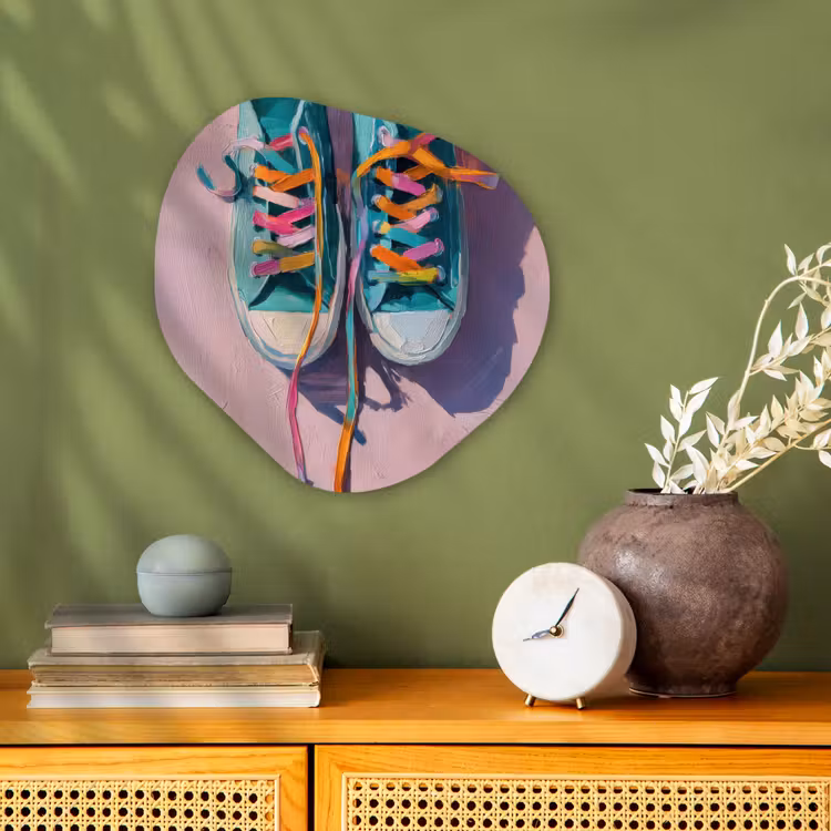 Organisch schilderij - Forex - Sneakers - Veters - Kleurrijk - Schaduw — 2