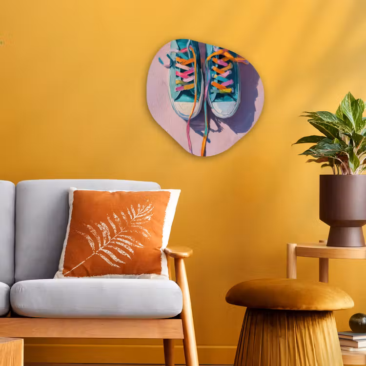 Organisch schilderij - Forex - Sneakers - Veters - Kleurrijk - Schaduw — 3
