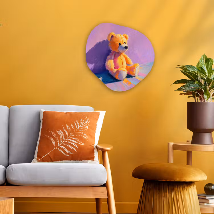 Organisch schilderij - Forex - Teddybeer - Schaduw - Penseelstreken - Paars — 3