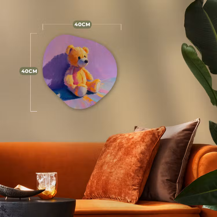 Organisch schilderij - Forex - Teddybeer - Schaduw - Penseelstreken - Paars — 4