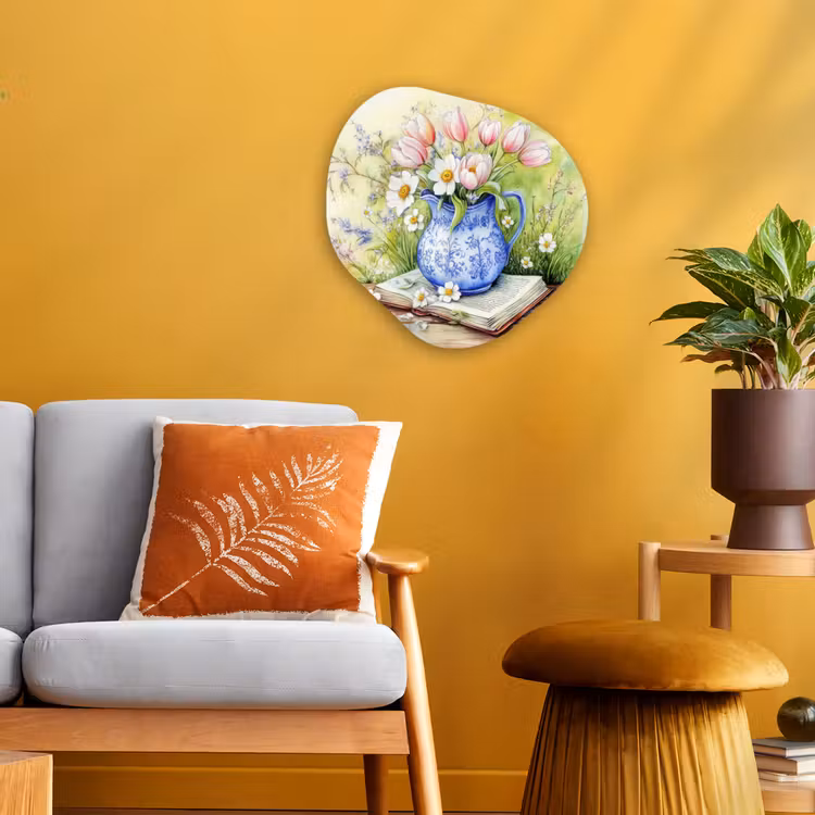 Organisch schilderij - Forex - Vaas - Delftsblauw - Madeliefjes — 3