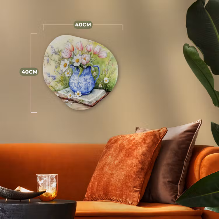 Organisch schilderij - Forex - Vaas - Delftsblauw - Madeliefjes — 4