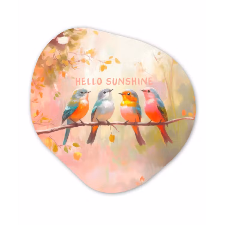 Organisch schilderij - Forex - Vogels - Tak - Quote - Roze — 1