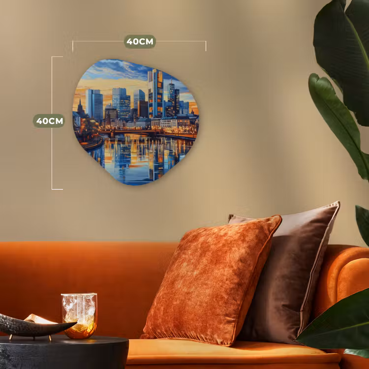 Organisch schilderij - Forex - Zonsondergang Frankfurt - Stad - Skyline - Water — 4