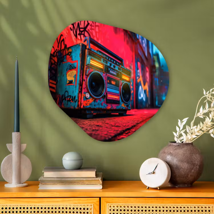 Organische vorm aluminium - Boombox - Rood - Graffiti - Neon — 2