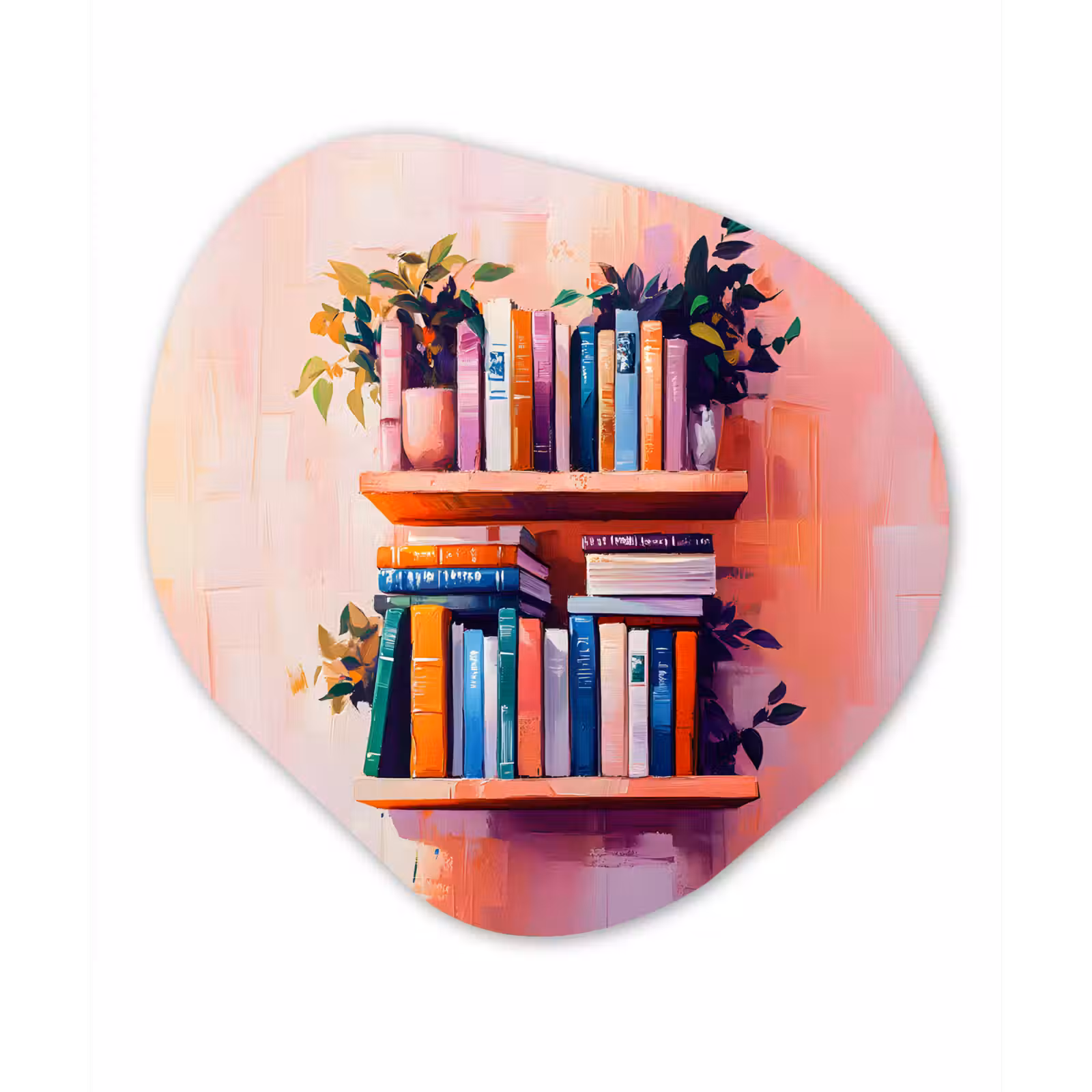 Organisch schilderij - Forex - Planken - Boeken - Bladeren — 1