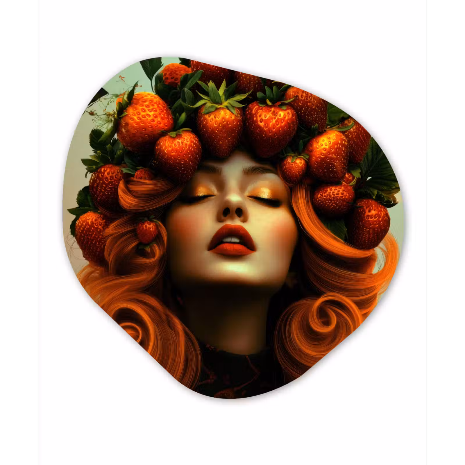Organisch schilderij - Forex - Vrouw - Aardbeien - Kroon — 1