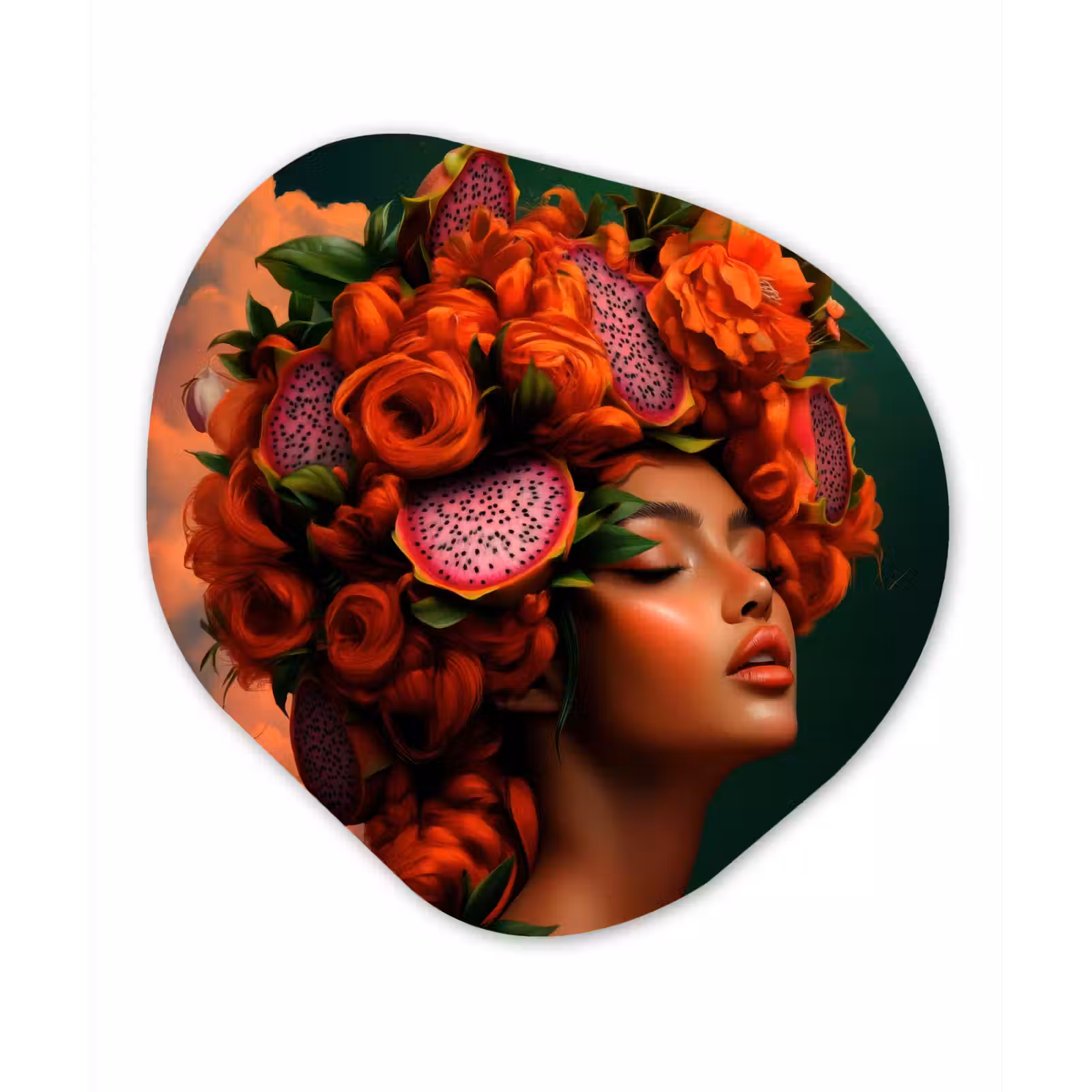 Organisch schilderij - Forex - Vrouw - Drankenfruit - Rozen — 1