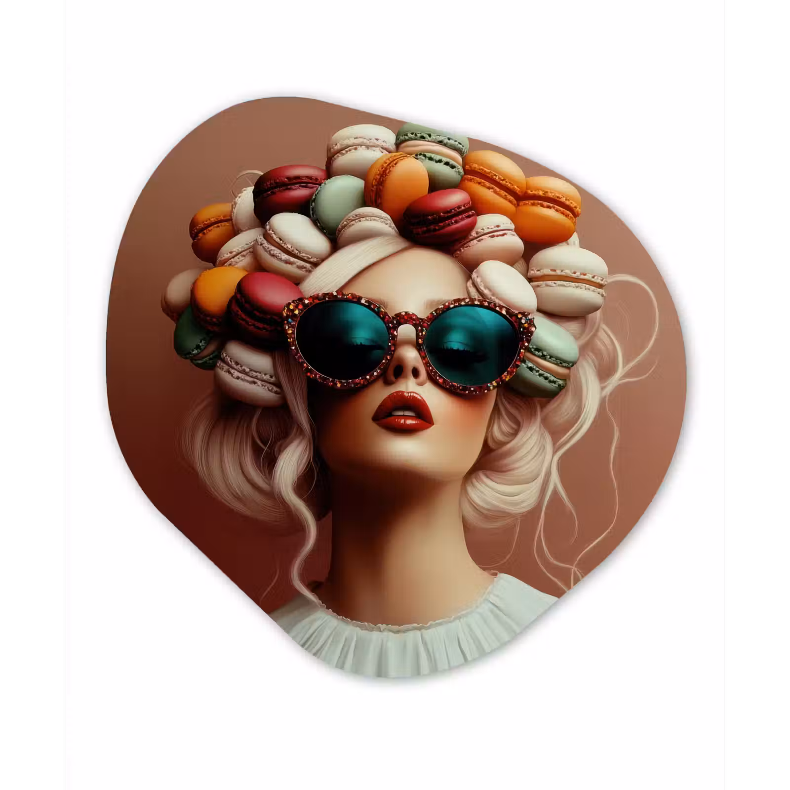 Organisch schilderij - Forex - Vrouw - Macarons - Bril — 1