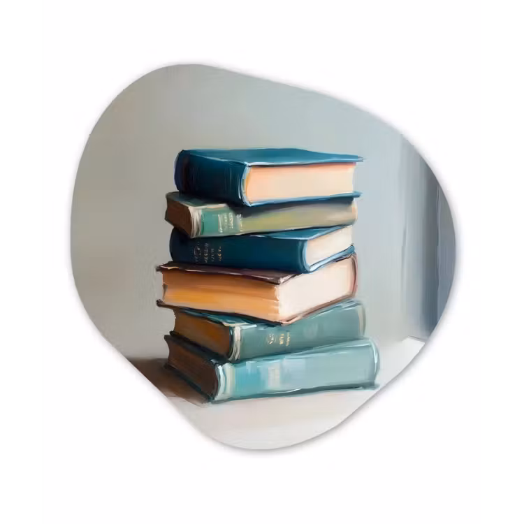 Organisch schilderij - Forex - Stapel - Boeken - Groen - Daglicht — 1