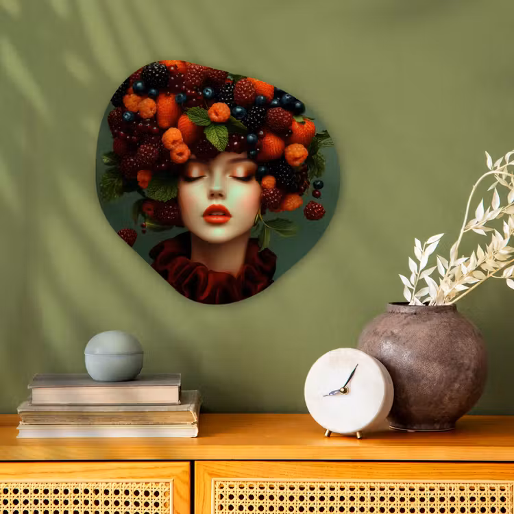 Organisch schilderij - Forex - Vrouw - Aardbeien - Frambozen - Bramen - Bessen — 2