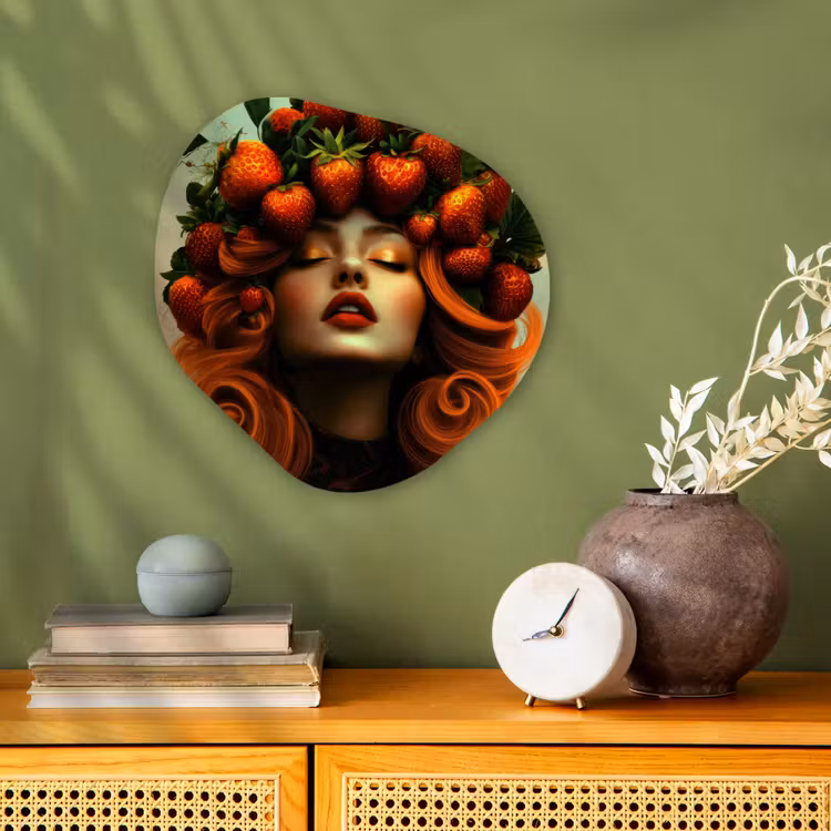 Organisch schilderij - Forex - Vrouw - Aardbeien - Kroon — 2