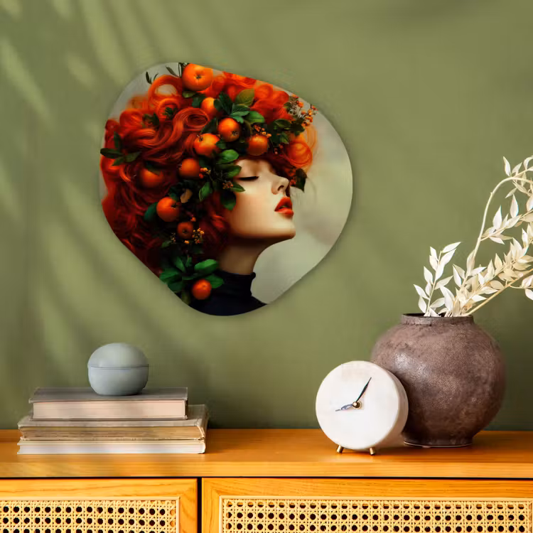 Organisch schilderij - Forex - Vrouw - Appels - Rood - Bladeren — 2