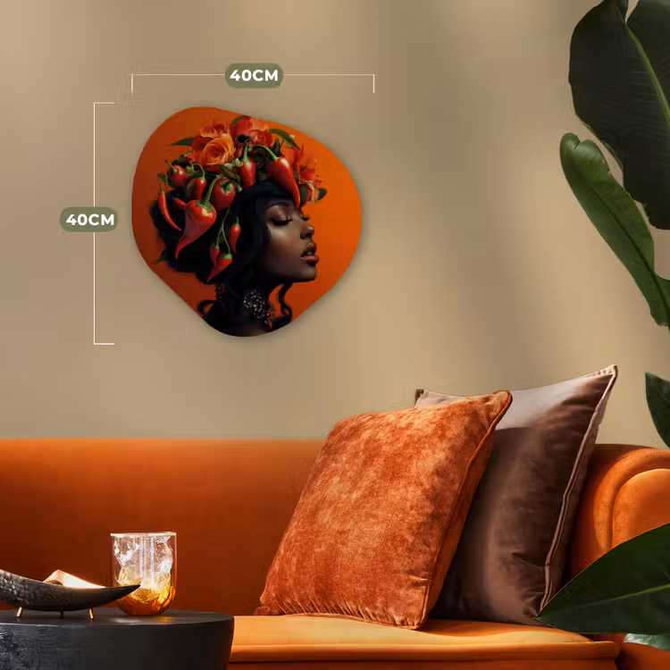 Organisch schilderij - Forex - Vrouw - Chilipepers - Pepers - Bloemen — 4