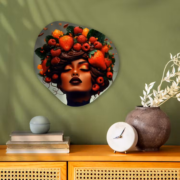 Organisch schilderij - Forex - Vrouw - Chocolade - Frambozen - Aardbeien - Koekjes — 2