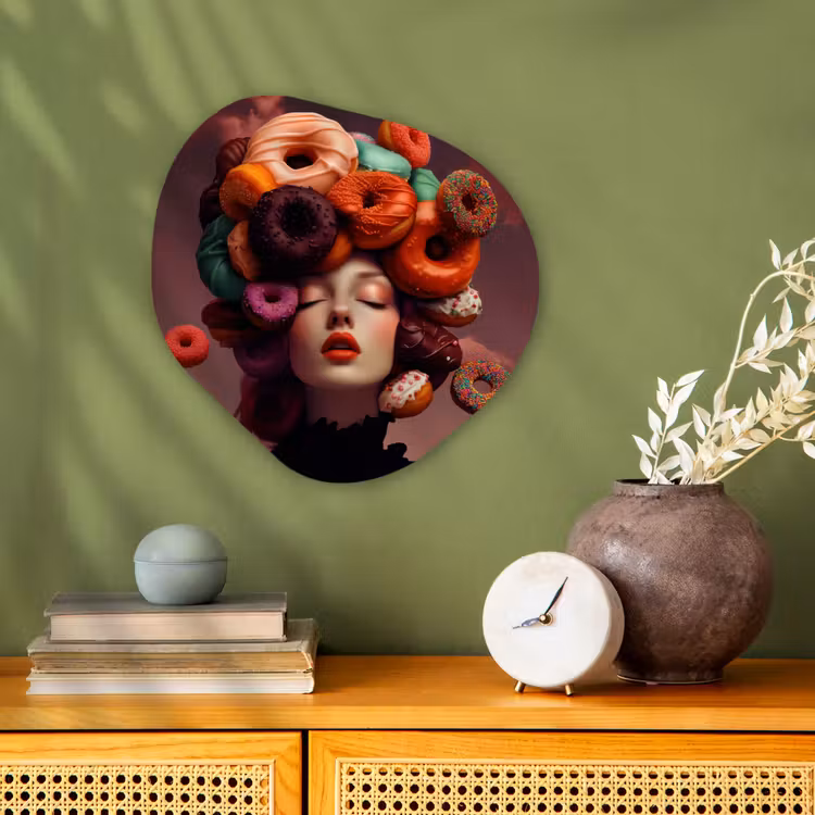Organisch schilderij - Forex - Vrouw - Donuts - Kleurrijk — 2