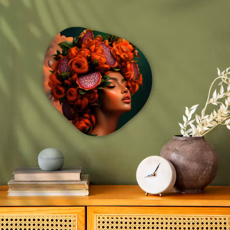 Organisch schilderij - Forex - Vrouw - Drankenfruit - Rozen — 2
