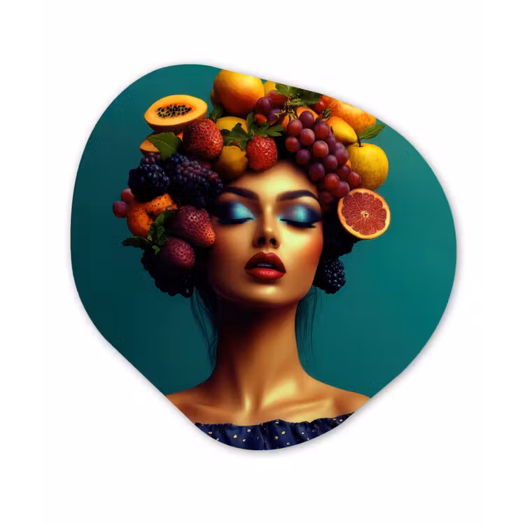 Organisch schilderij - Forex - Vrouw - Hoodtooi - Tropisch - Fruit - Druiven — 1