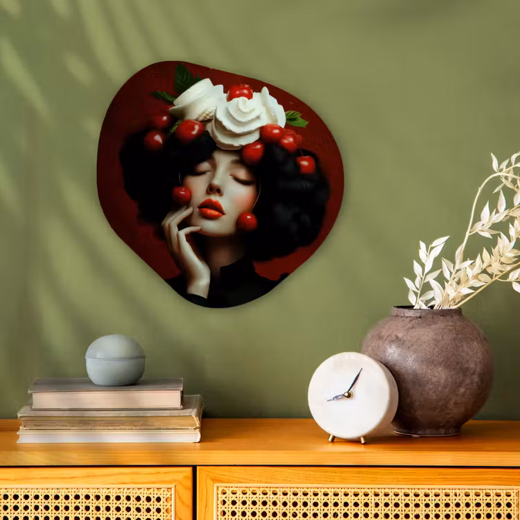 Organisch schilderij - Forex - Vrouw - Kersen - Slagroom — 2