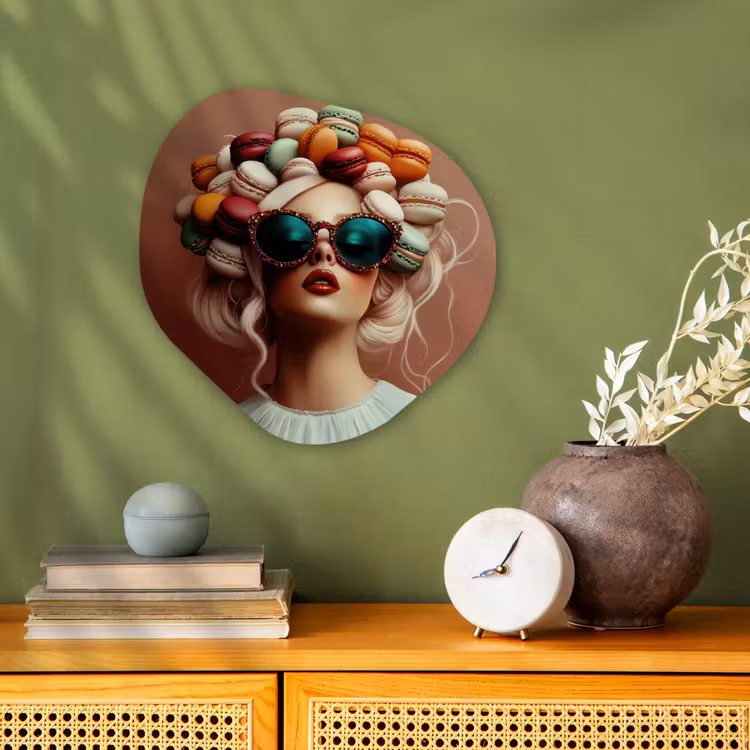 Organisch schilderij - Forex - Vrouw - Macarons - Bril — 2