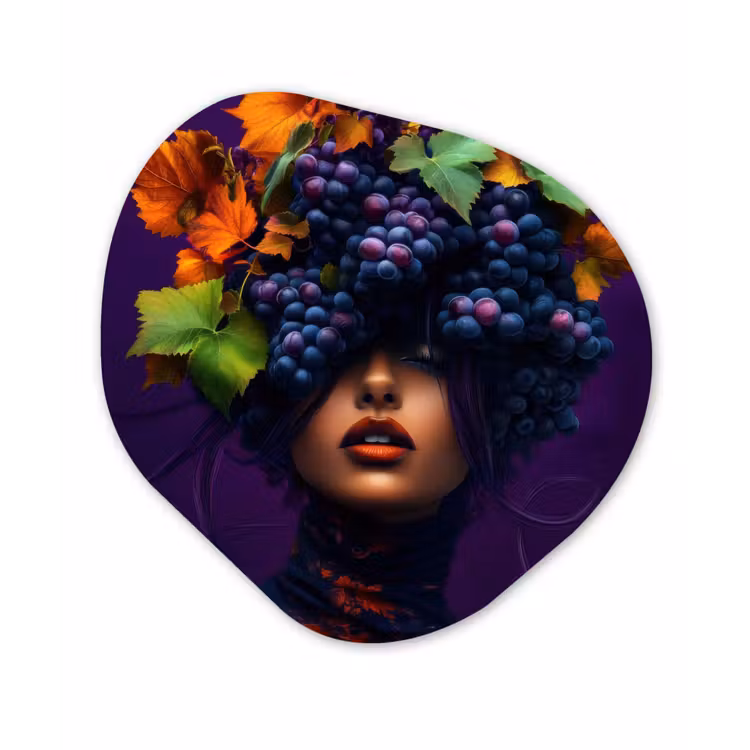 Organisch schilderij - Forex - Vrouw - Paars - Druiven — 1