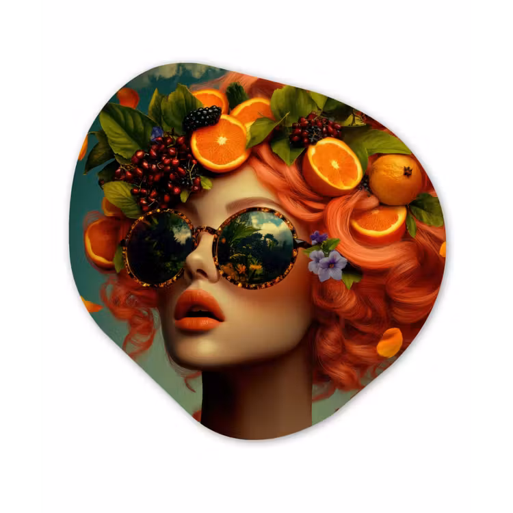 Organisch schilderij - Forex - Vrouw - Sinaasappel - Bessen - Oranje — 1