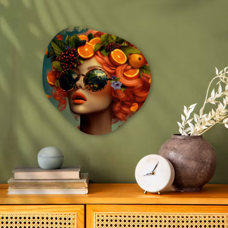 Organisch schilderij - Forex - Vrouw - Sinaasappel - Bessen - Oranje — 2