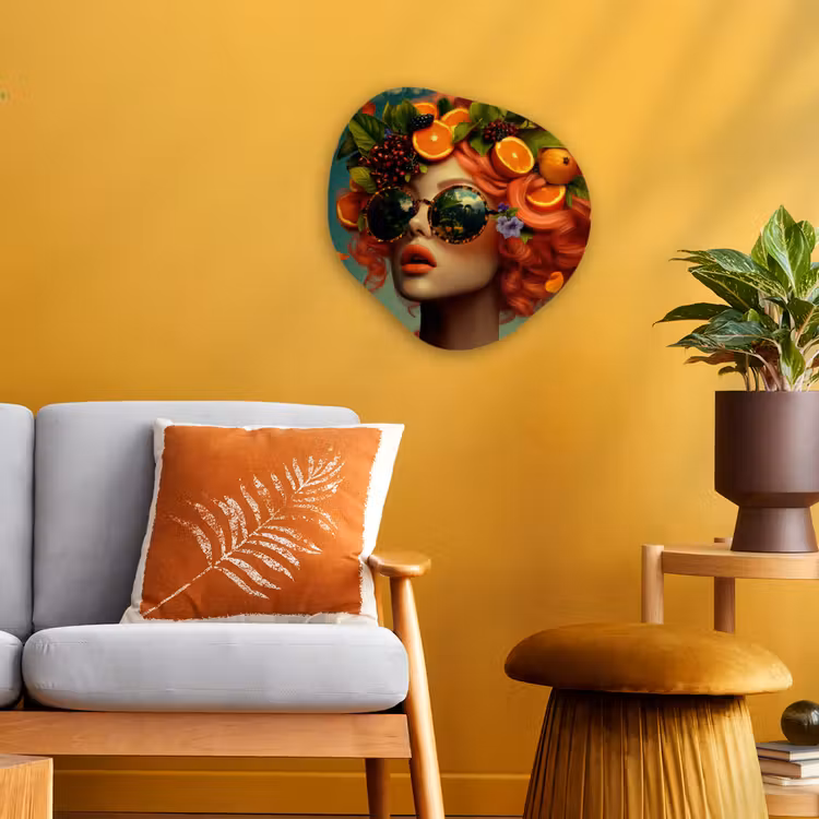 Organisch schilderij - Forex - Vrouw - Sinaasappel - Bessen - Oranje — 3