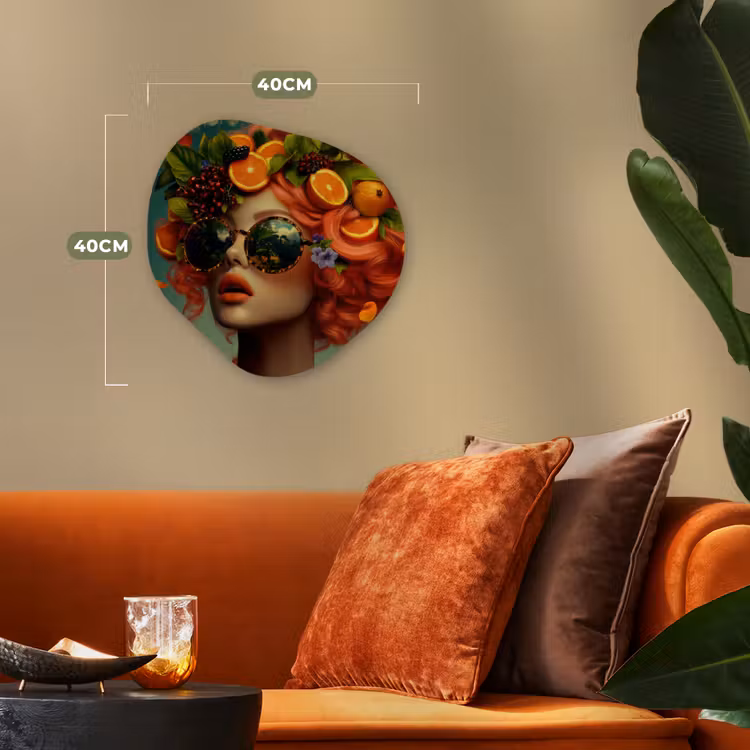 Organisch schilderij - Forex - Vrouw - Sinaasappel - Bessen - Oranje — 4