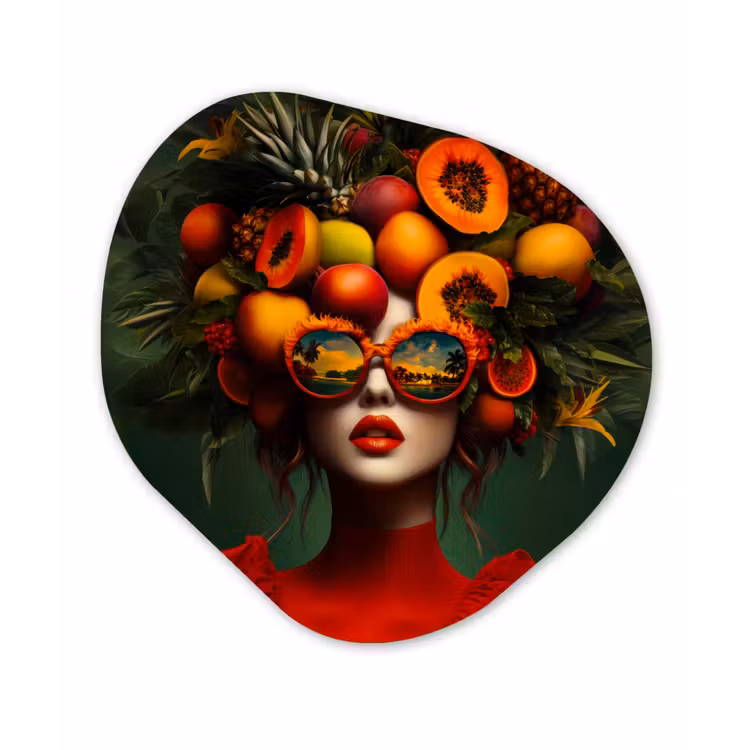 Organisch schilderij - Forex - Vrouw - Vruchten - Papaja - Ananas — 1