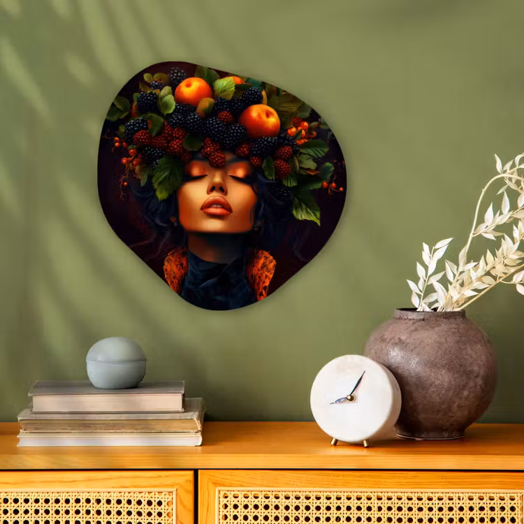 Organisch schilderij - Forex - Vrouw - Zwart - Bessen - Bramen - Appels — 2