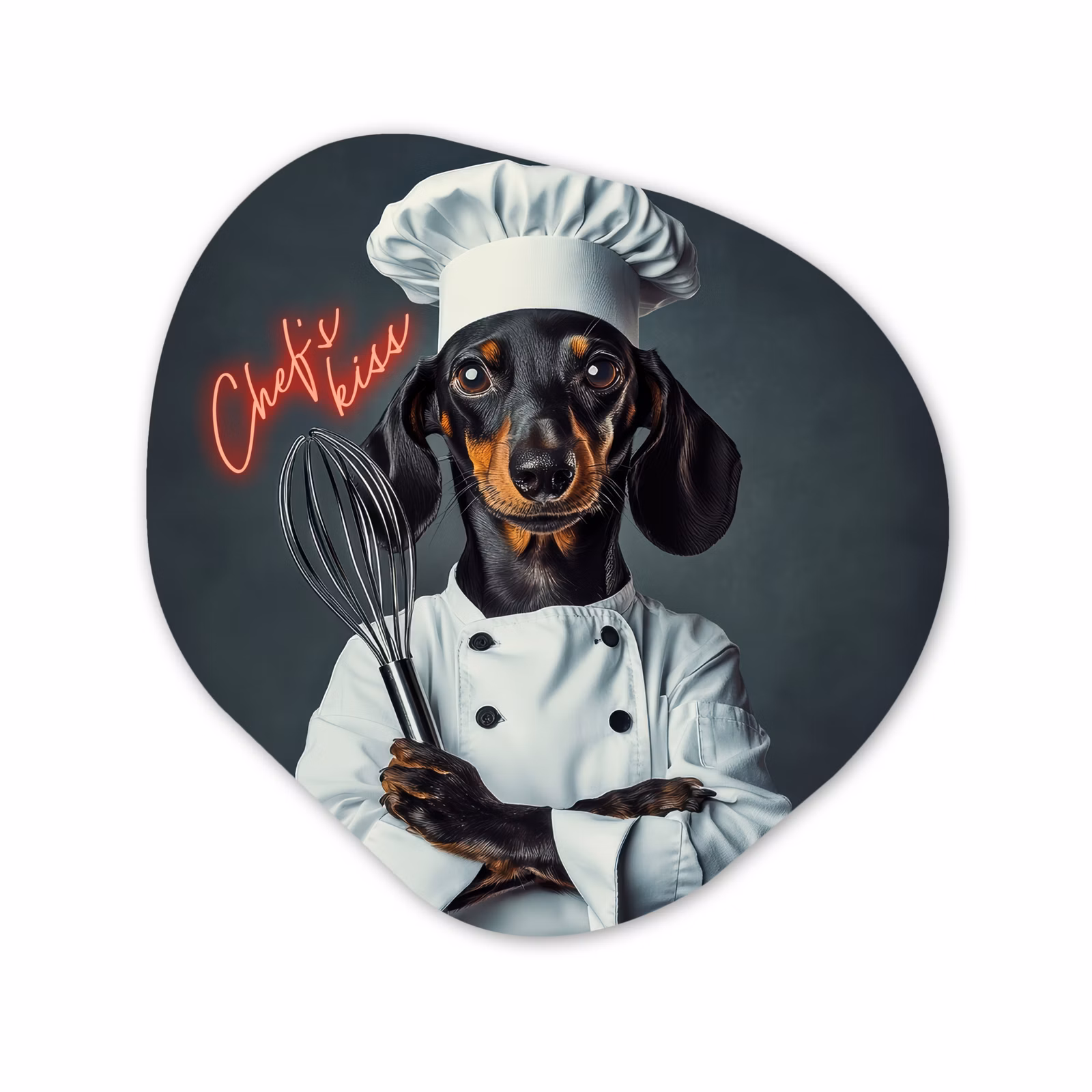 Organisch schilderij - Forex - Quote - Neon - Hond - Kokskleding — 1