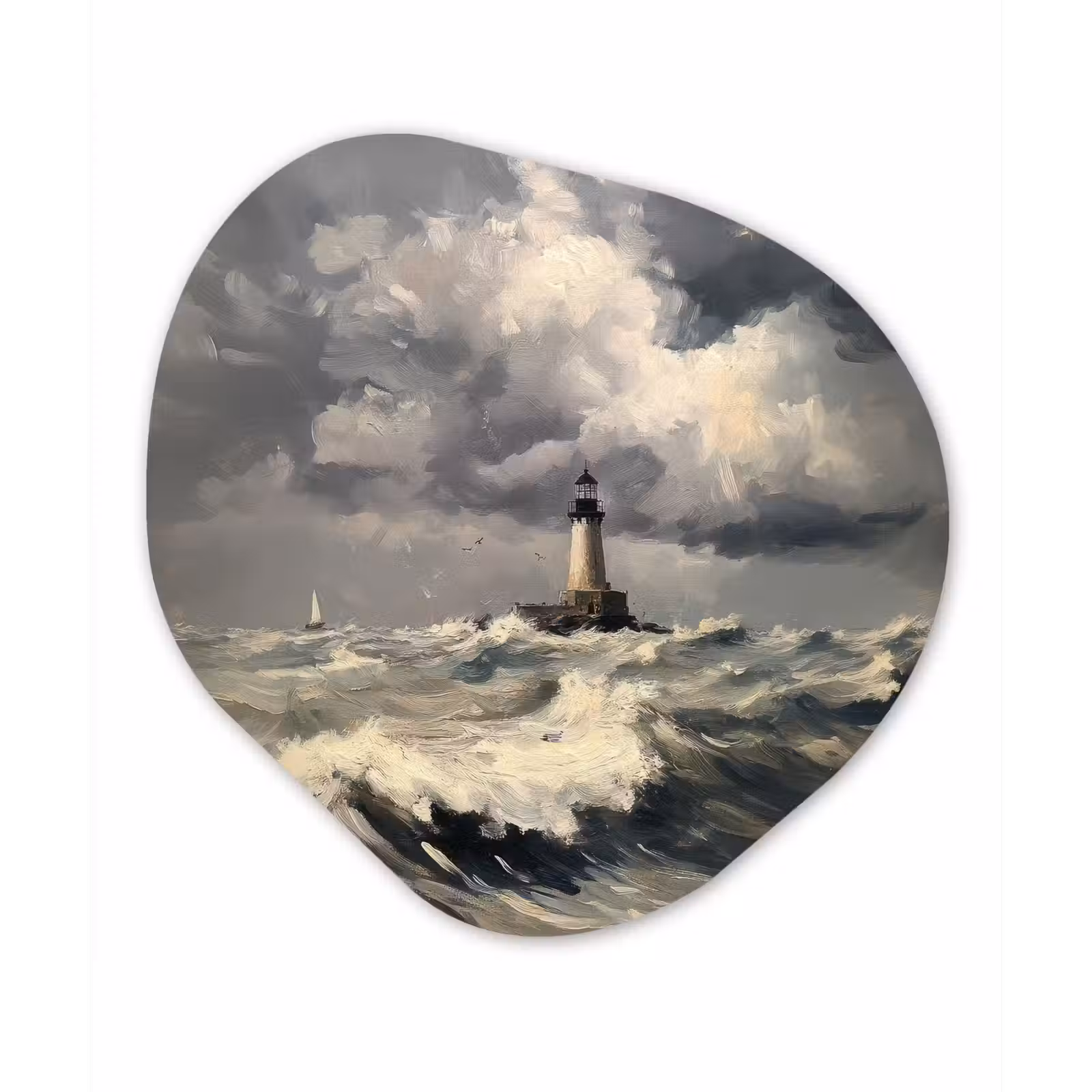 Organisch schilderij - Forex - Vuurtoren - Golven - Storm — 1